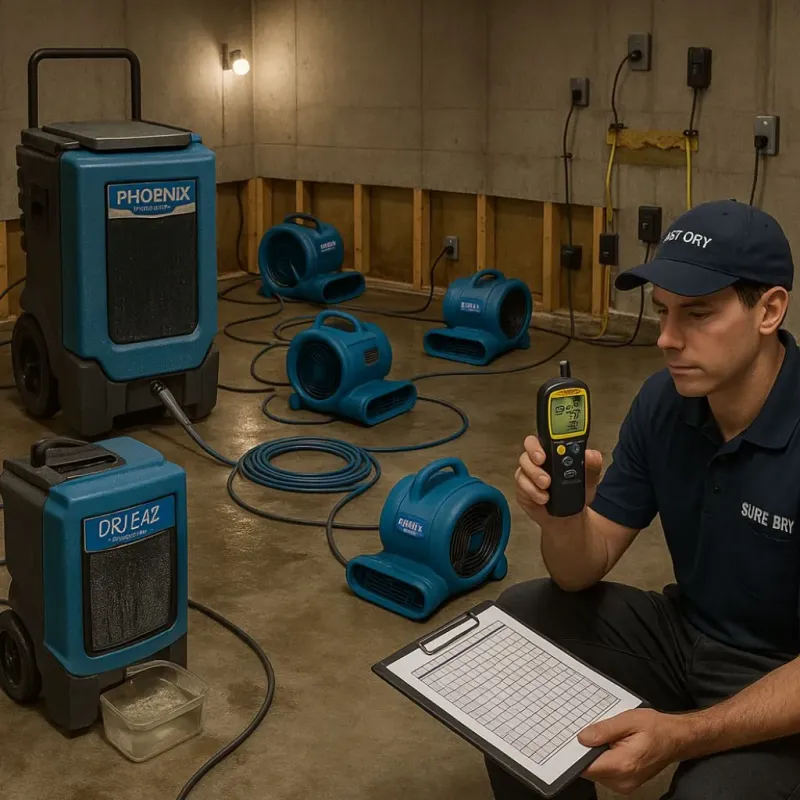 Structural Drying and Dehumidification process in Morris, OK